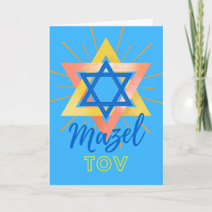 Cartão Blue Mazel Tov Bold Colorful Star