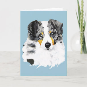 Cartão Blue Merle Australian Shepherd Blank Greeting Card