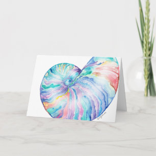Cartão Blue Nautilus Infinity Shell Watercolor Card