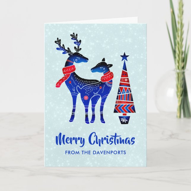 Cartão Blue Nordic Christmas Reindepaer (Frente)
