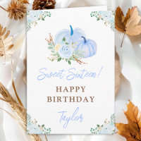 Blue Pumpkins Floral Aniversário de Sweet Sixteen