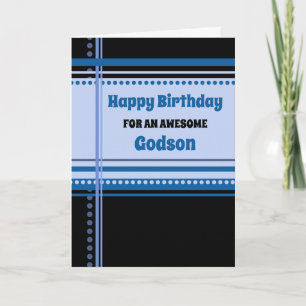Cartão Blue Retro Godson Birthday