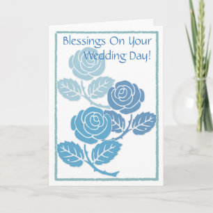 Cartão Blue Roses Blessings On Your Wedding Day Card