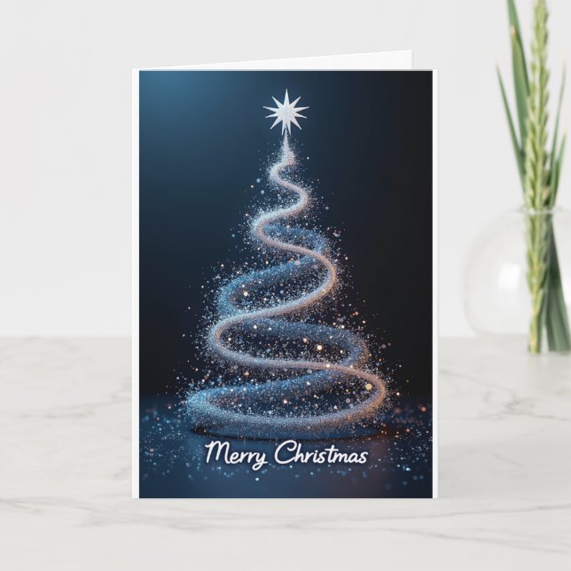 Cartão Blue Spiral Tree – Christmas Card (Frente)