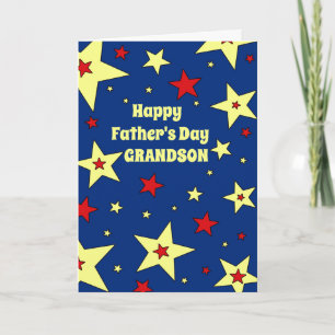 Cartão Blue Stars Grandson Happy Dia de os pais