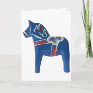 Cartão Blue Swedish Dala Horse