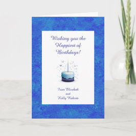 Cartão Blue Themed Birthday Cake With Stars 