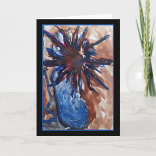 Cartão Blue Vase Flower of Sun-Original Art Greeting Card
