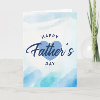 Cartão Blue Watercolor Happy Father’s Day Minimalist