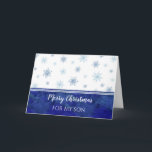 Cartão Blue Watercolor Son Brother Feliz Natal<br><div class="desc">Feliz Natal para o filho com flocos de neve azul-aquarela e verso pensativo.</div>