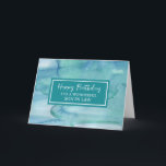 Cartão Blue Watercolor Son in Law Birthday<br><div class="desc">Cartão de aniversário para filho com padrão de cor azul de água e verso pensativo.</div>