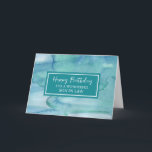 Cartão Blue Watercolor Son in Law Birthday<br><div class="desc">Cartão de aniversário para filho com padrão de cor azul de água e verso pensativo.</div>