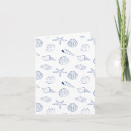 Cartão Blue White Mand Drawn Sea Shels Beach Summer