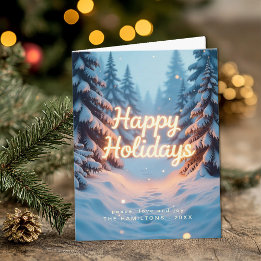 Cartão Blue Winter Wonderland Happy Holiday Card