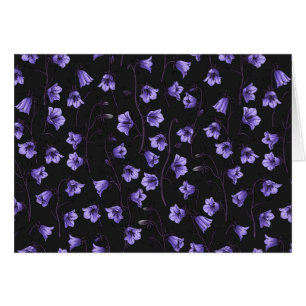Cartão Bluebells à meia-noite, Harebeldes, Flores