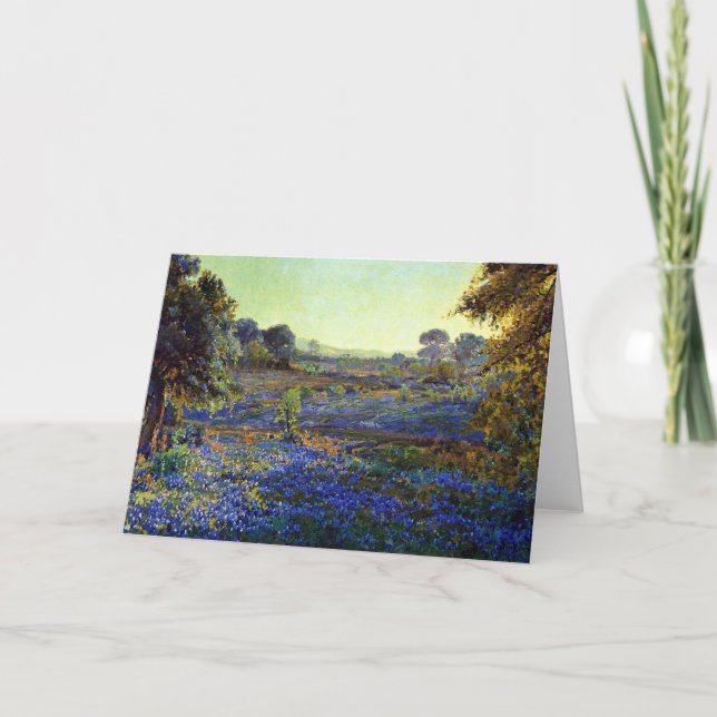 Cartão Bluebonnets no fim da tarde, perto de La Grange, (Frente)