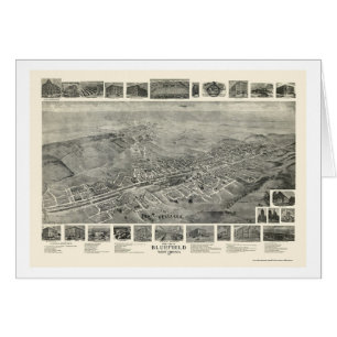 Cartão Bluefield, mapa panorâmico de WV - 1911