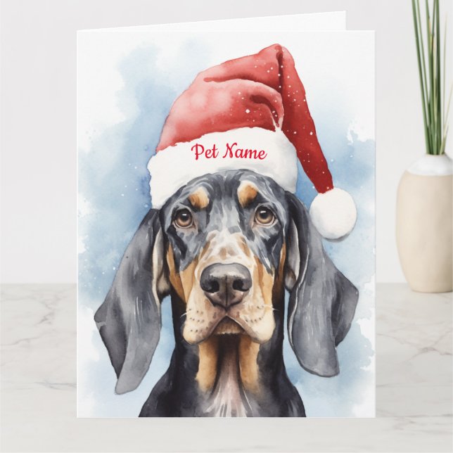 Cartão Bluetick Conhound Natal personalizado (Frente)