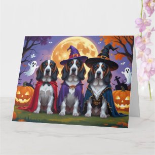 Cartão Bluetick Coonhound Dogs Pumpkin Halloween Engraçad