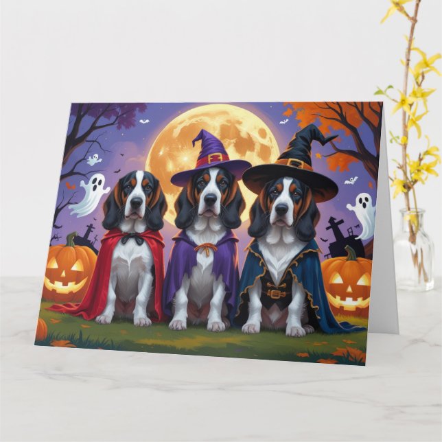 Cartão Bluetick Coonhound Dogs Pumpkin Halloween Engraçad (Flor Amarela)