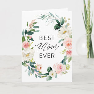 Cartão Blush Floral Wreath Melhor Dia de as mães Da Mãe