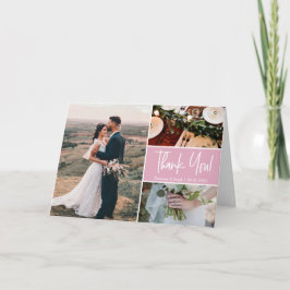 Cartão Blush Pink Modern Obrigado Escrevendo Casamento