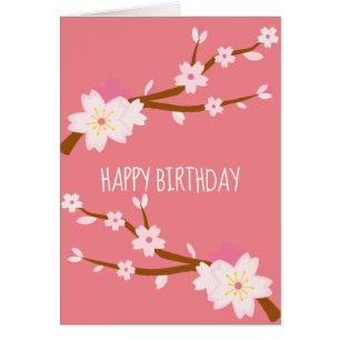 Cartão Blush rosa Sakura CHerry Blossom Japonês