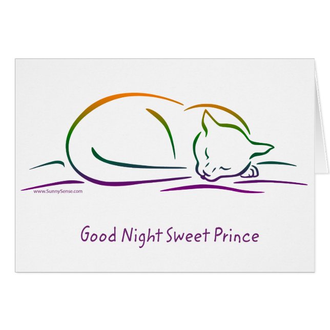 Cartão Boa Noite, doce Príncipe (Gato) (Frente Horizontal)