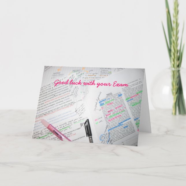 Cartão Boa sorte com seu exame (Frente)