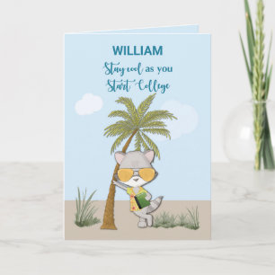 Cartão Boa Sorte Começar Nome Personalizado da Faculdade 