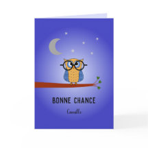 Boa sorte coruja francesa acadêmica personalizada