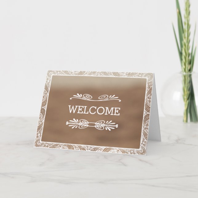 Cartão Boarder Marrom personalizado bem-vindo (Frente)