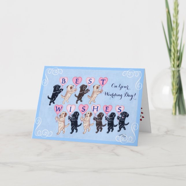 Cartão Boas Desejos Casamento Labradores (Frente)