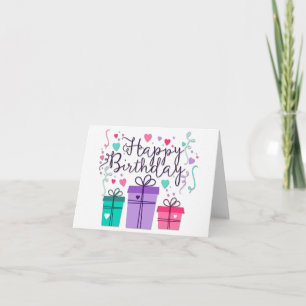 Cartão Boas-embalagens de presente de aniversário felize