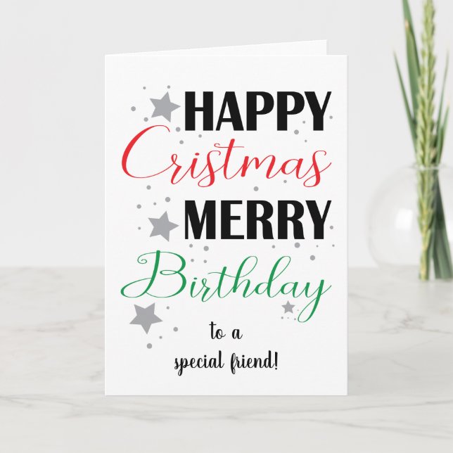 Cartão Boas Felizes de Natal Aniversário (Frente)
