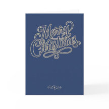 Boas Festas Saudação de Natal Azul Script
