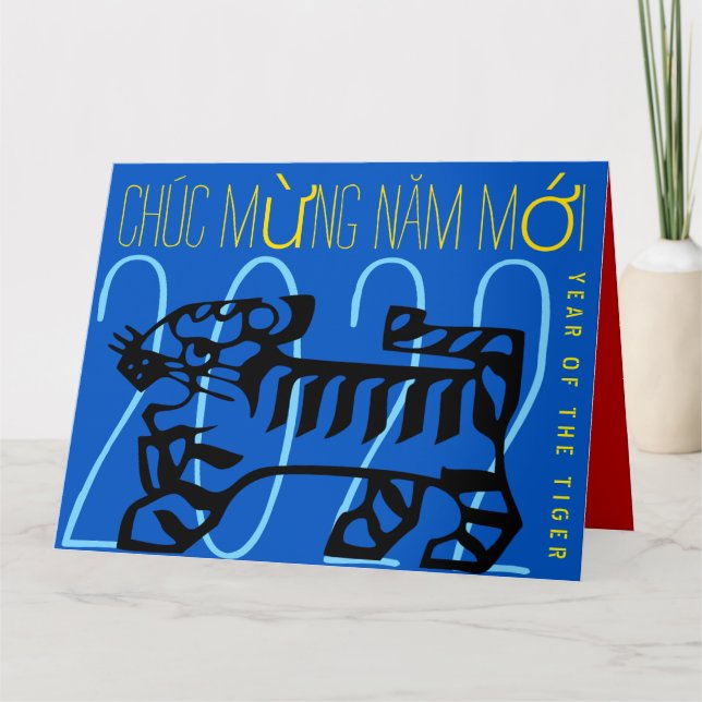 Cartão Boas saudações do Ano Moderno dos Tigres no Vietna (Frente)