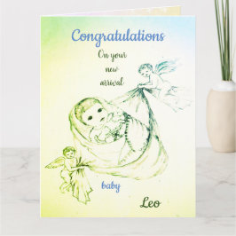 Cartão Boas-vindas ao design do New Baby Boy Cherub