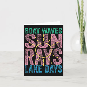 Cartão Boat Waves Sun Rays Dias Láteos Dias Fóco Retro 70