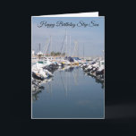 Cartão Boats Step Son Aniversário Card<br><div class="desc">Saudação de barcos num cartão de aniversário marina,  passo a passo,  que você pode personalizar com qualquer texto de sua escolha. Se precisar de ajuda para personalizar,  entre em contato conosco através do link desta página. Cartão de aniversário do Marina Step</div>