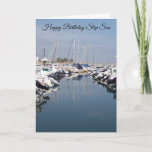 Cartão Boats Step Son Aniversário Card<br><div class="desc">Saudação de barcos num cartão de aniversário marina,  passo a passo,  que você pode personalizar com qualquer texto de sua escolha. Se precisar de ajuda para personalizar,  entre em contato conosco através do link desta página. Cartão de aniversário do Marina Step</div>