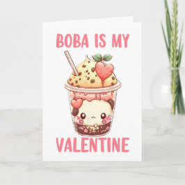 Cartão Boba é meu namorado fofo chá de bolhas rosa 
