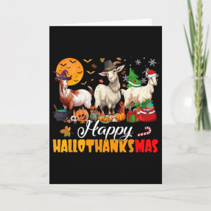 Cartão Bode Cabra do Hallothanksmas Natal de Ação de Graç