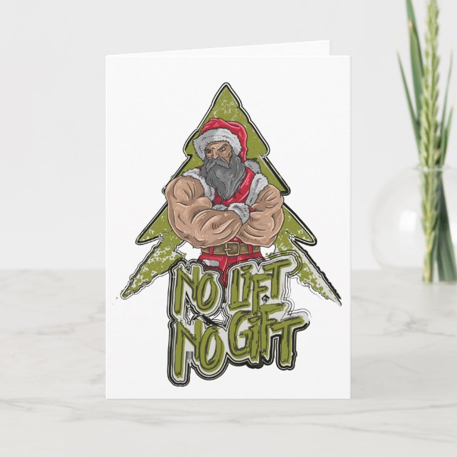 Cartão Bodybuilder Santa Funny Fitness Christmas Card (Frente)