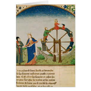 Cartão Boethius com a roda da fortuna