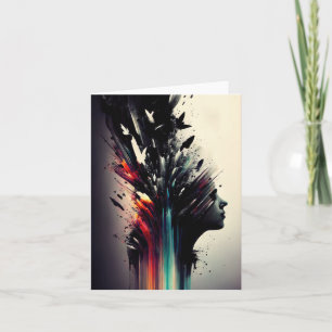 Cartão Boho abstrato art com cara de menina