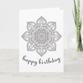 Cartão Boho Birthday mandala ornamentação floral