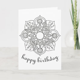 Cartão Boho Birthday mandala ornamentação floral