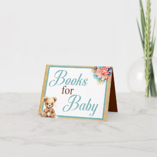 Cartão Boho Blue Bear Chá de fraldas Livros para Bebê