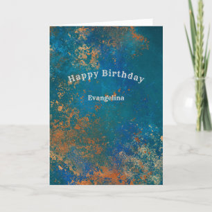 Cartão Boho Blue Grunge Birthday
